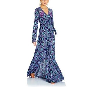 TIGERLILY wrap dress size 2 dark floral medallion boho gypsy peasant maxi dress